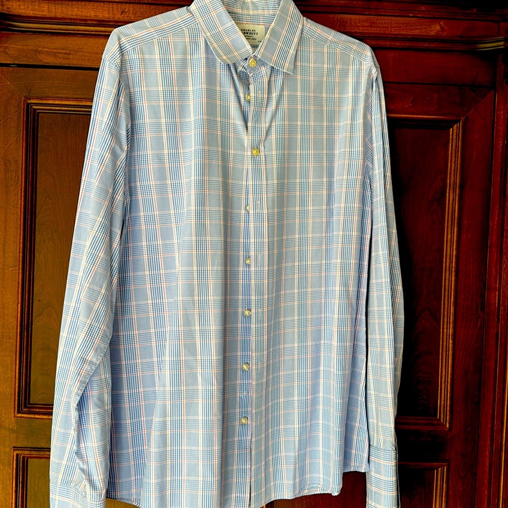 3 men’s dress shirts with French cuffs.